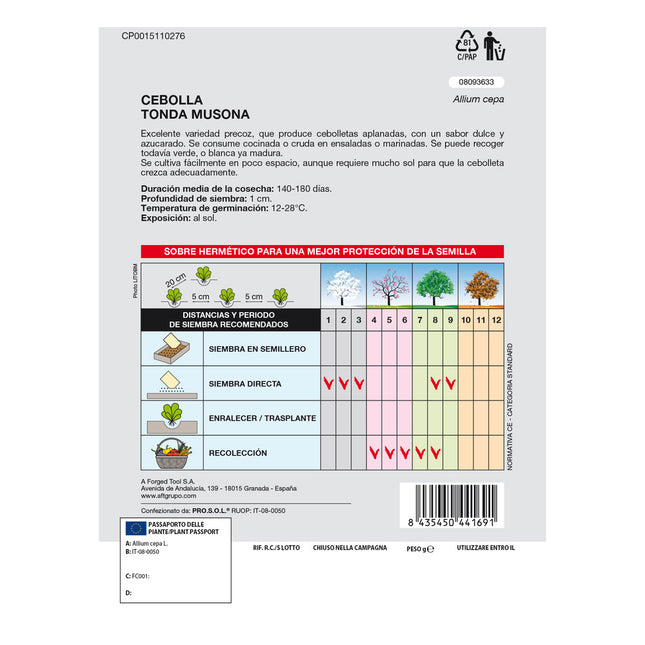 Semillas cebolla blanca (4 gramos) semillas verduras, horticultura, horticola, semillas huerto