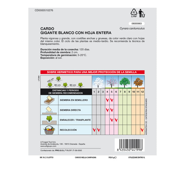 Semillas huerto cardo