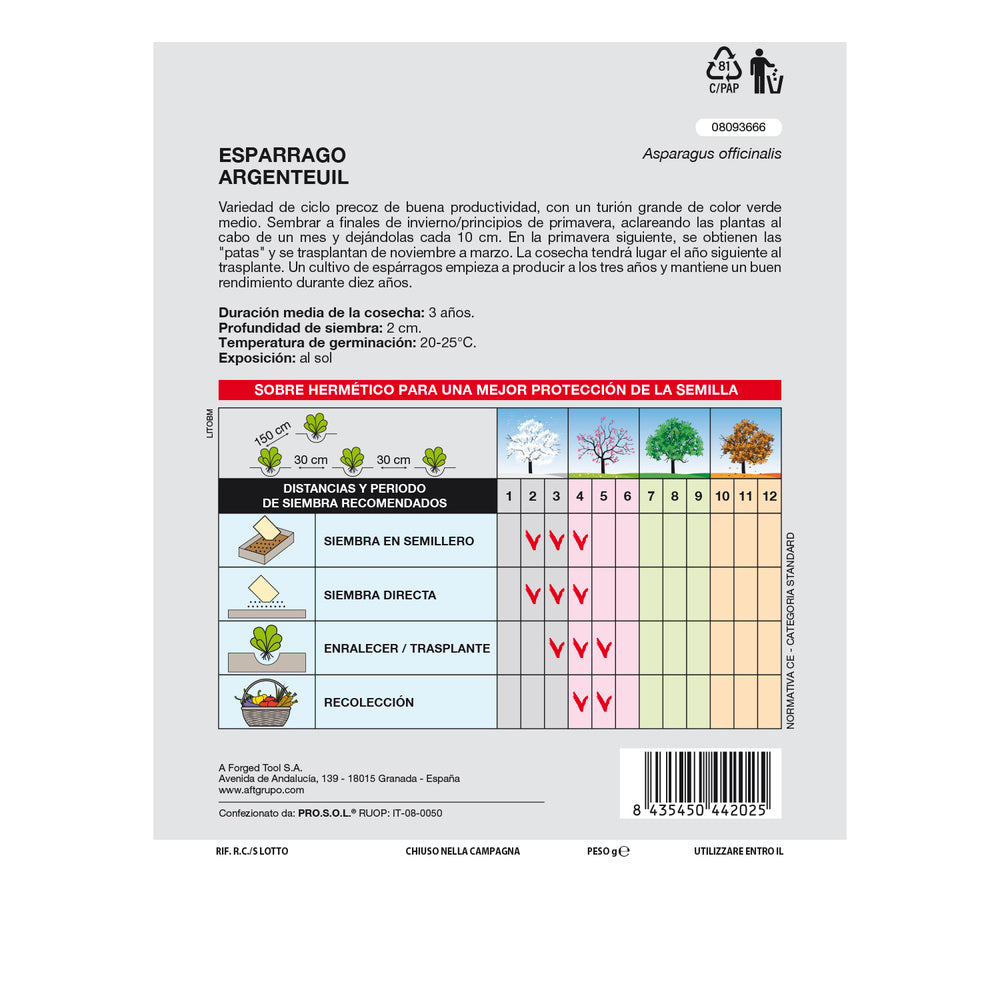 Sementes para jardim de espargos