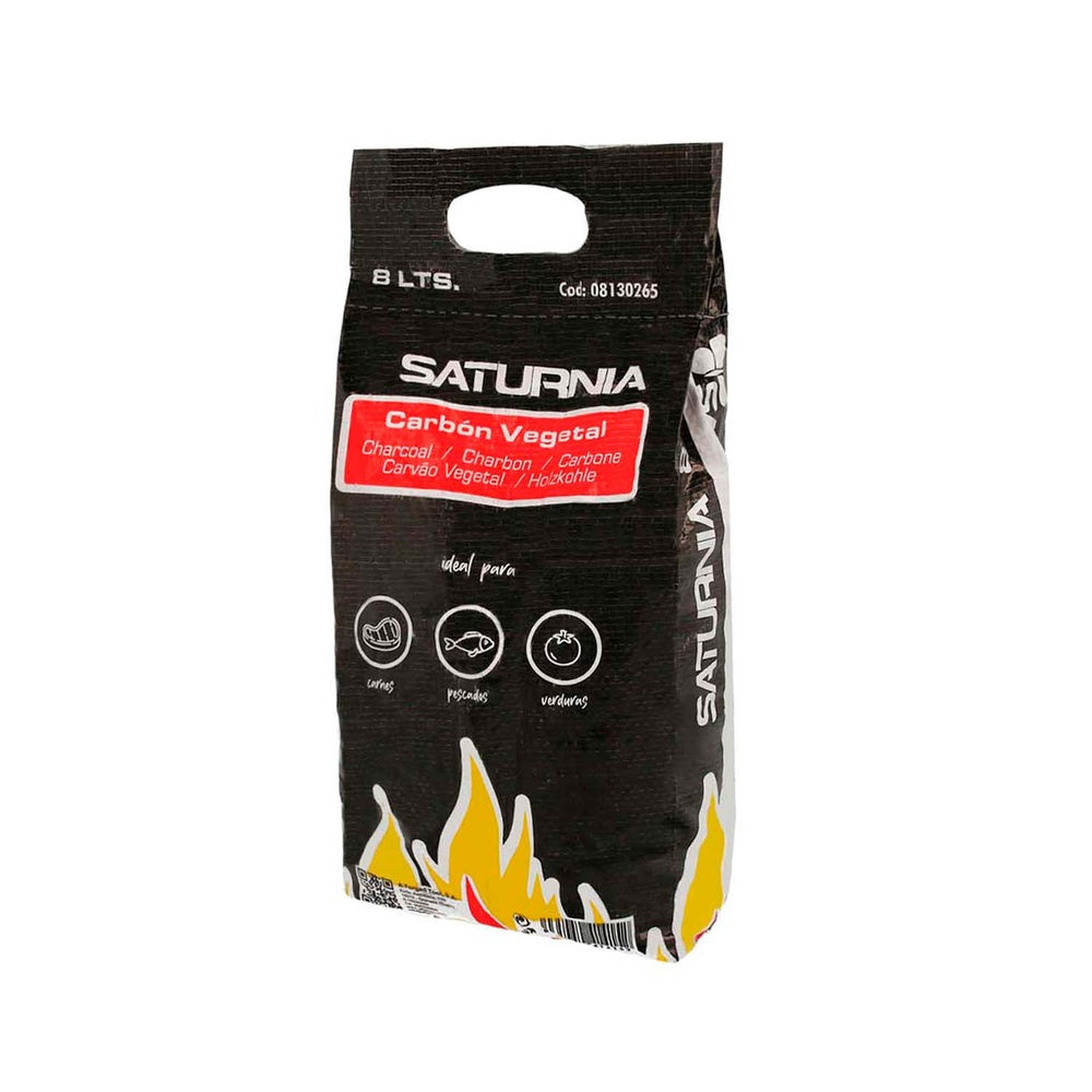 Bolsa carbón vegetal para barbacoas 8 litros (1,75 kg. Aprox) carbón duradero y trozos de gran tamaño