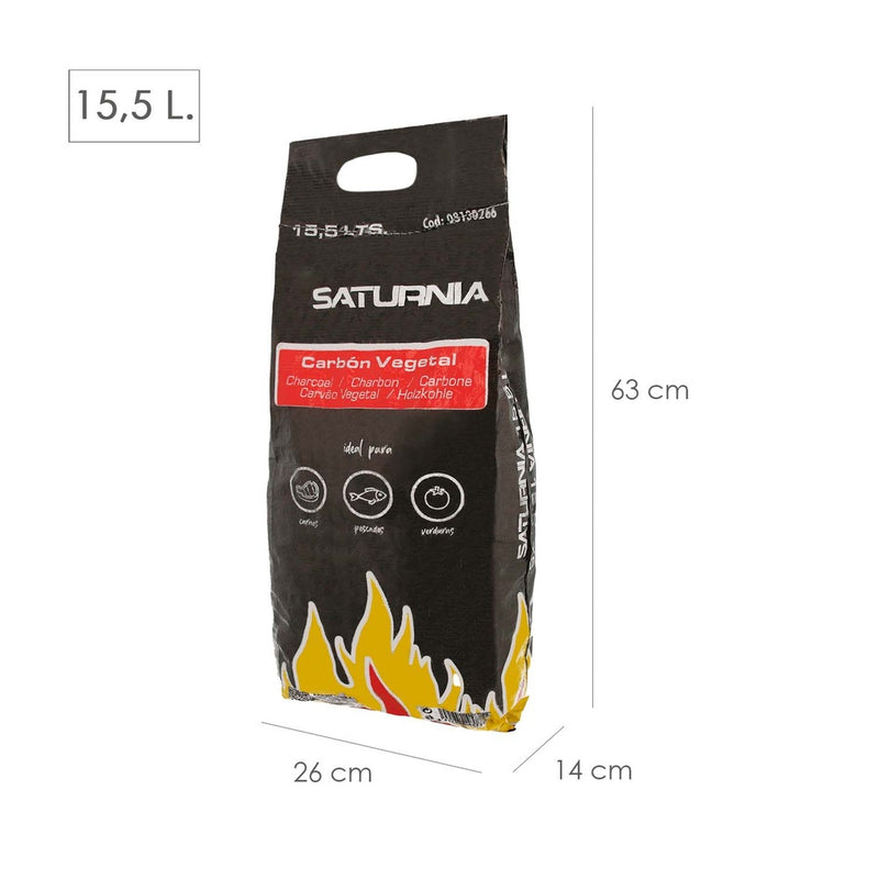 Bolsa carbon vegetal para barbacoas 15,5 litros carbon duradero y trozos de gran tamaño,