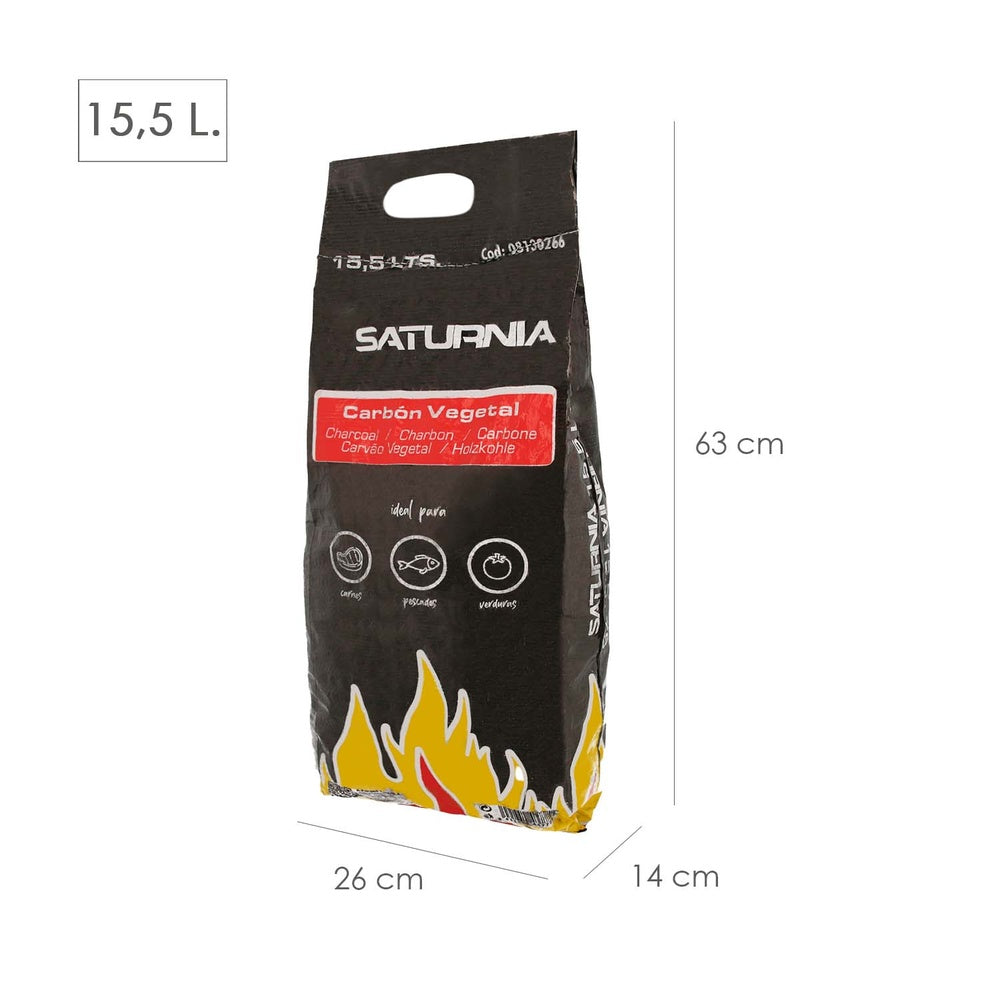 Bolsa carbón vegetal para barbacoas 15,5 litros (2,95 kg. Aprox) carbón duradero y trozos de gran tamaño