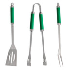 Conjunto de 3 acessórios para churrasco (espátula, pinça e garfo) 34,5 cm