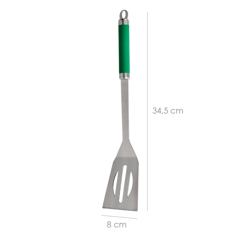 Set complementos para barbacoa 3 piezas. (espatula, pinzas y tenedor) 34,5 cm