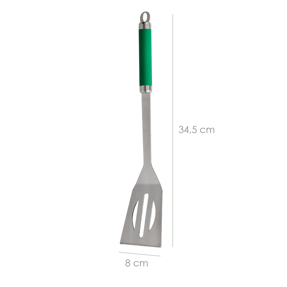 Conjunto de 3 acessórios para churrasco (espátula, pinça e garfo) 34,5 cm