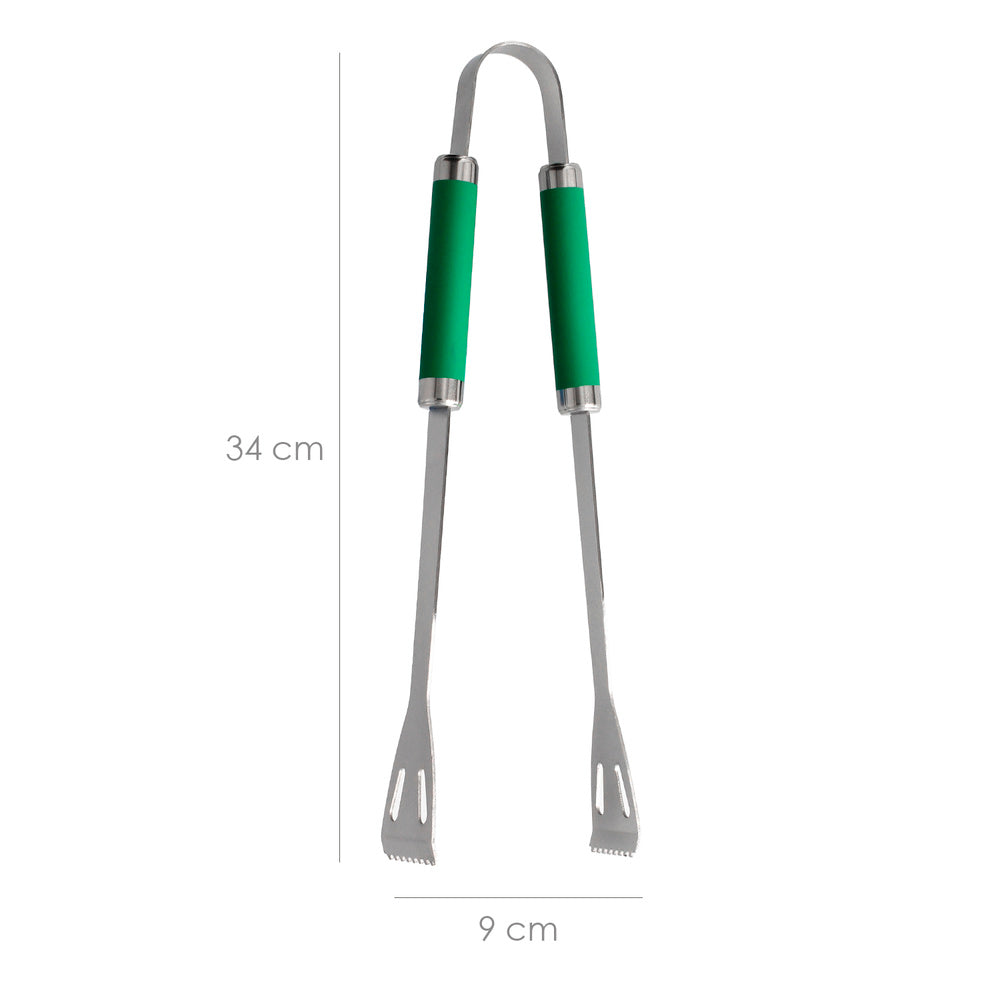 Conjunto de 3 acessórios para churrasco (espátula, pinça e garfo) 34,5 cm