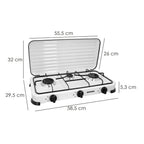 Cocina gas 3 fuegos potencia 5,4 kw.