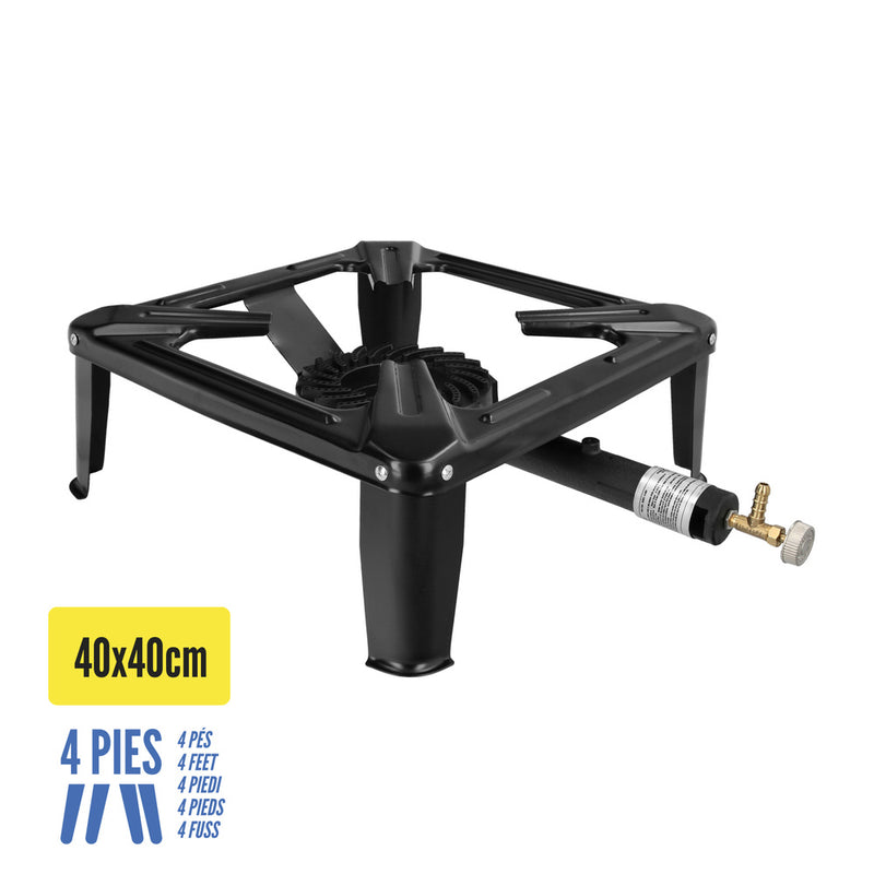 Hornillo gas 4 pies 40x40 cm. potencia 7.000 watts