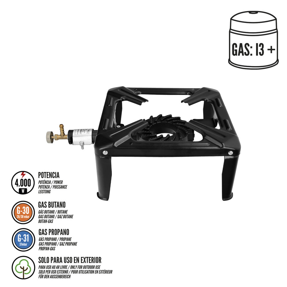Gas hot plate 4 feet 30x30 cm power 4,000 watts.