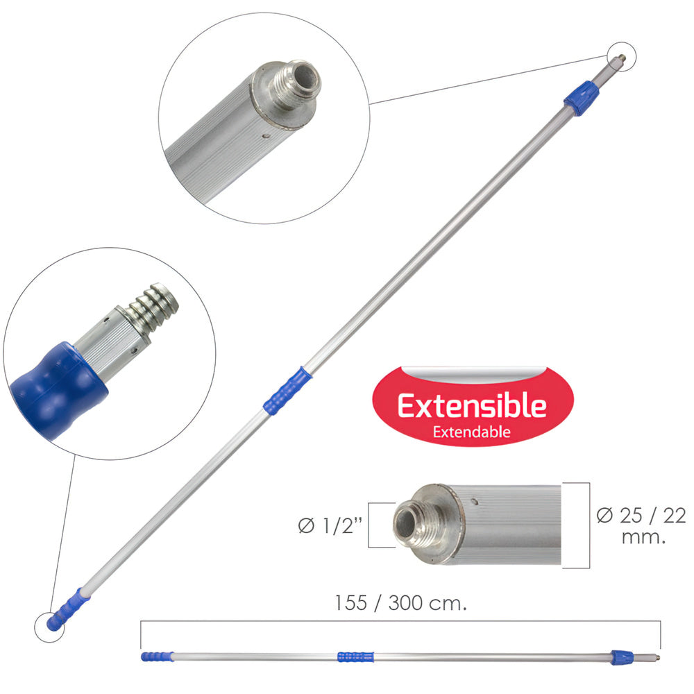 Wolfpack 155/300 cm extendable metallic handle for truck wash brush