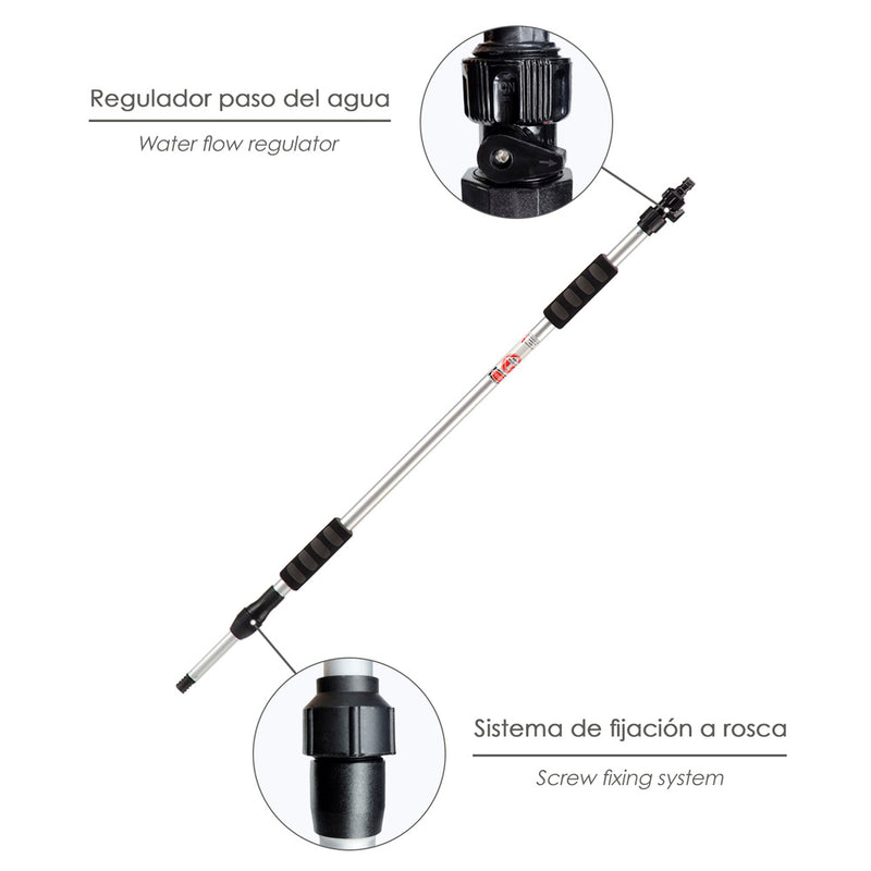 Mango metálico aluminio para cepillo lavacoches. medida de 100 a 150 cm
