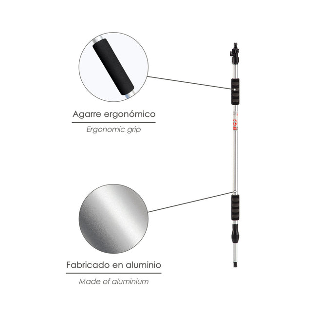 Mango metálico aluminio para cepillo lavacoches. medida de 100 a 150 cm
