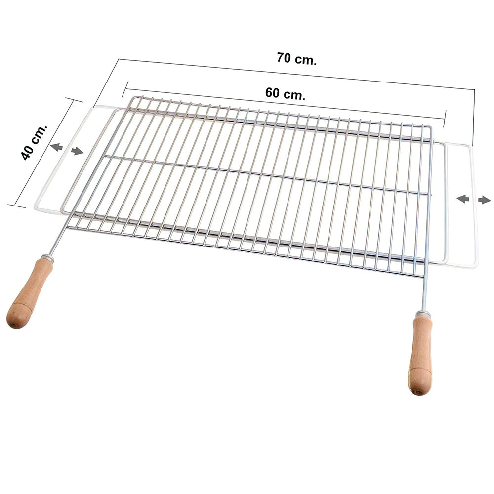 Grelha extensível para churrasco 60/70x40cm zincada