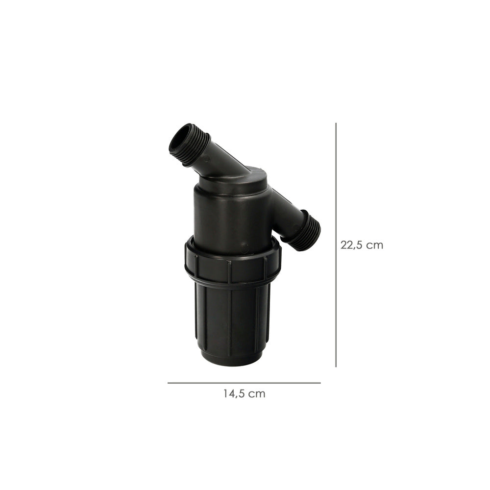 Filtro con malla interior 1" para sistema de goteo (malla 100 mesh) riego por goteo, microaspersión, riego por nebulización