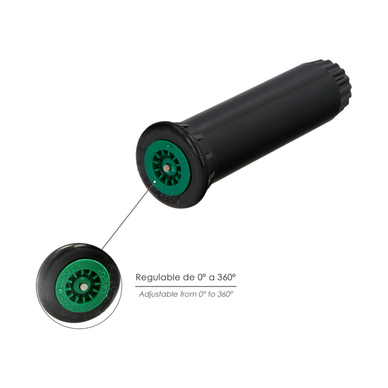 Difusor emergente 3" para goteostoma h 1/2" regulación 0-360º. riego por goteo, microaspersión, riego por nebulizacion