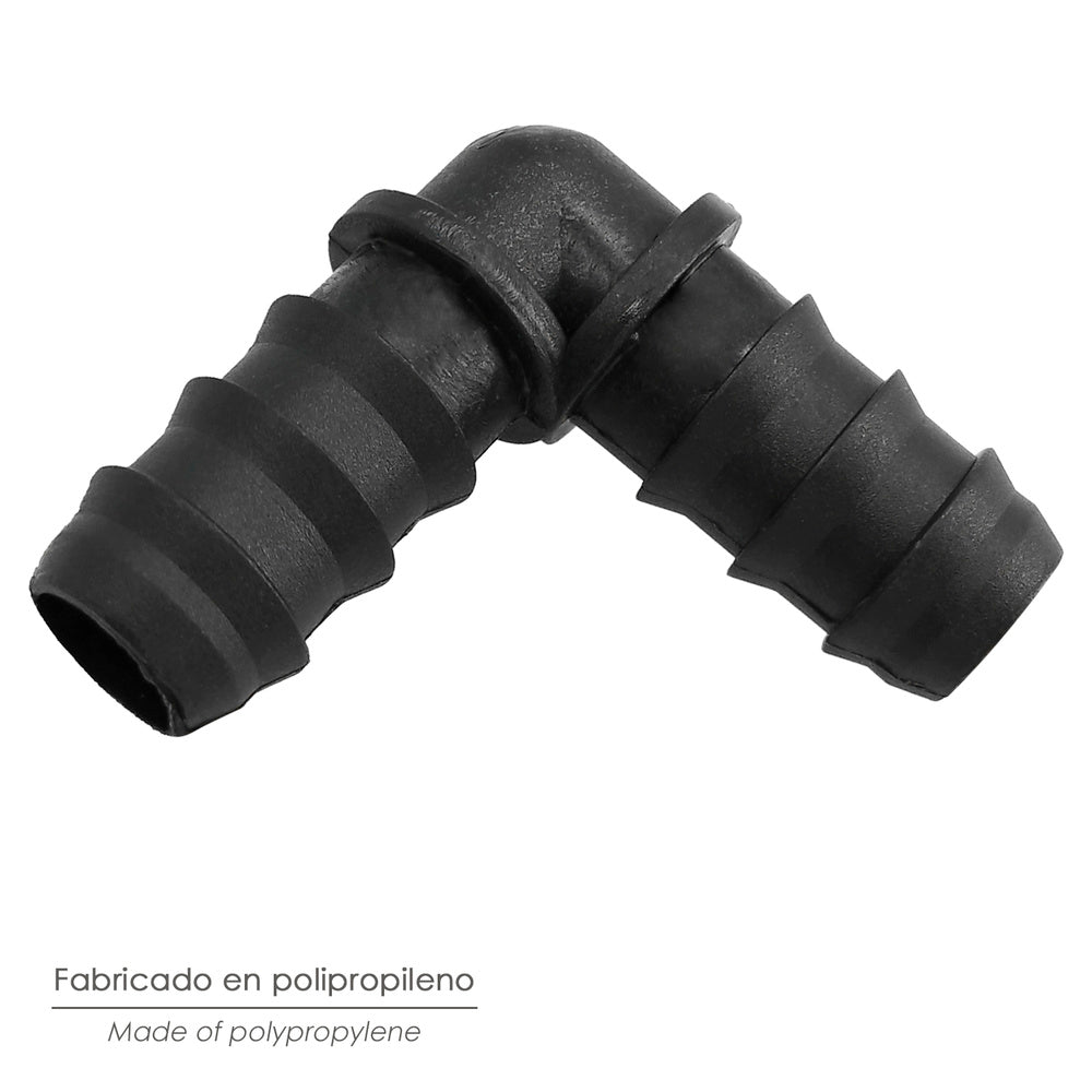 Codo simple para tuberías goteo ø 16 mm (bolsa 100 piezas) riego por goteo, microaspersión, riego por nebulización