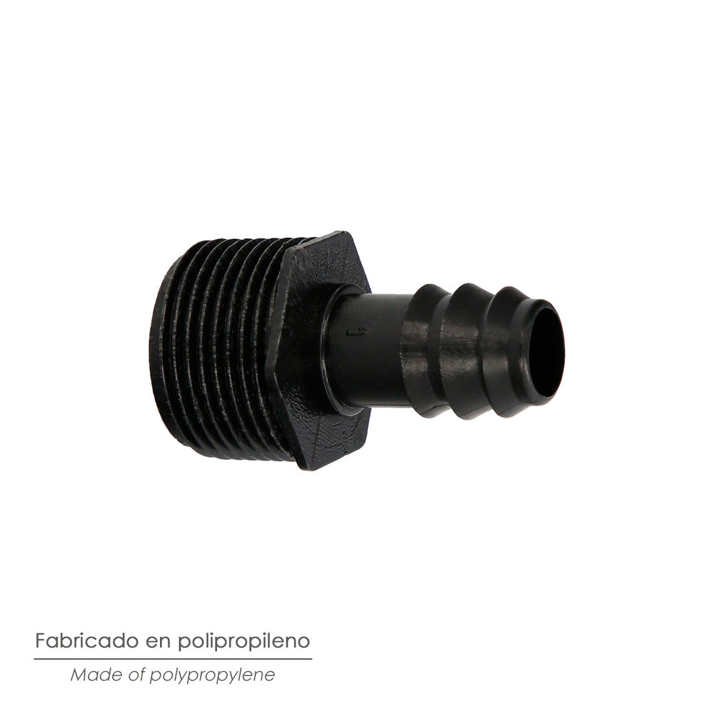 Unión rosca macho 3/4" a toma para tuberías goteo ø 16 mm (bolsa 100 uds) riego por goteo, microaspersión, riego nebulización