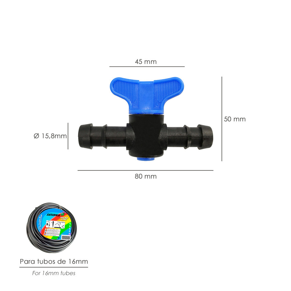 Llave de paso extra para tuberías goteo ø 16 mm (bolsa 50 piezas) riego por goteo, microaspersión, riego por nebulización
