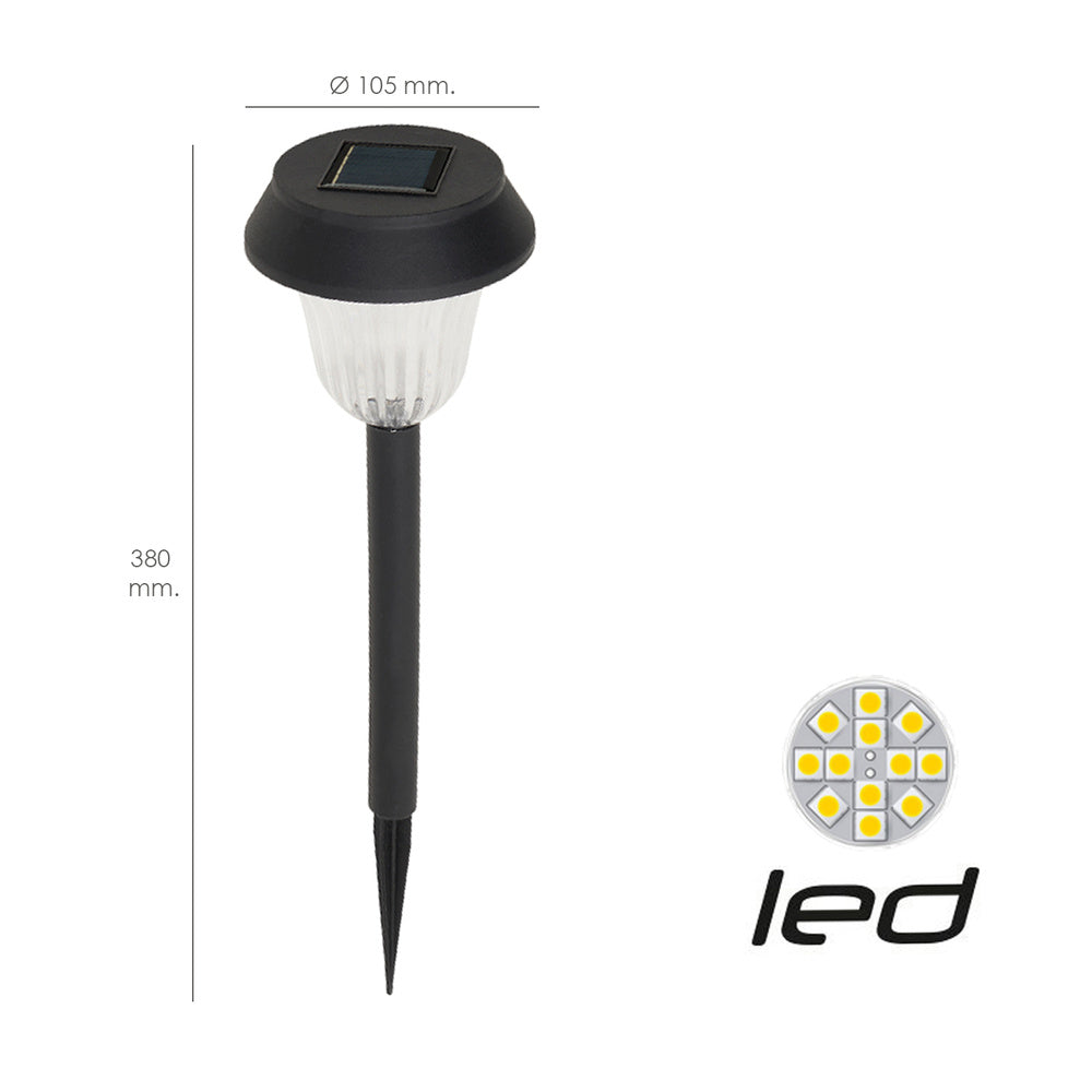 Lampara solar jardín plástico ø 10,5 x 38 cm. Protección ip44