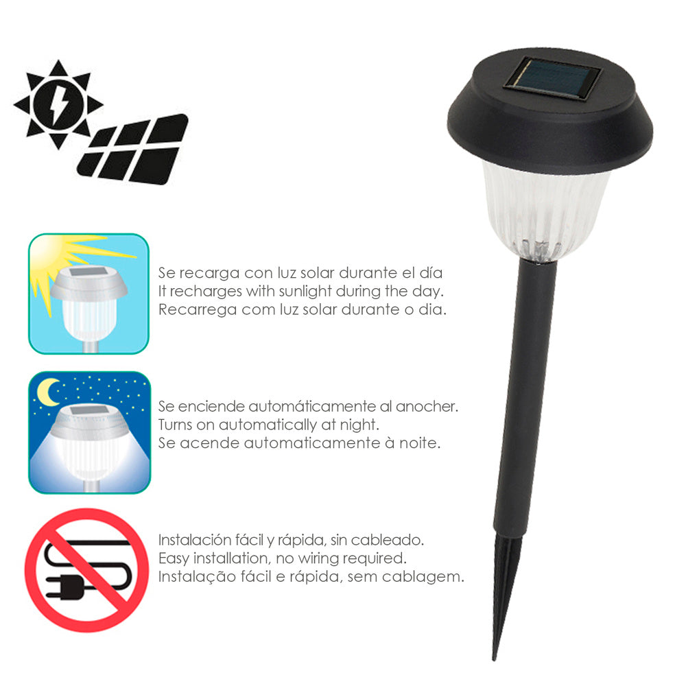 Lampara solar jardín plástico ø 10,5 x 38 cm. Protección ip44