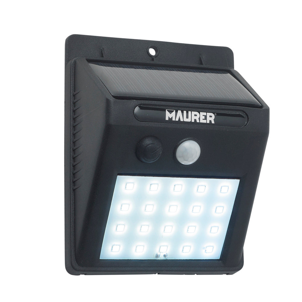 Aplique foco solar led exterior ip65, 200 lumenes, sensor movimiento y crepuscular, foco led bateria, foco solar bateria,