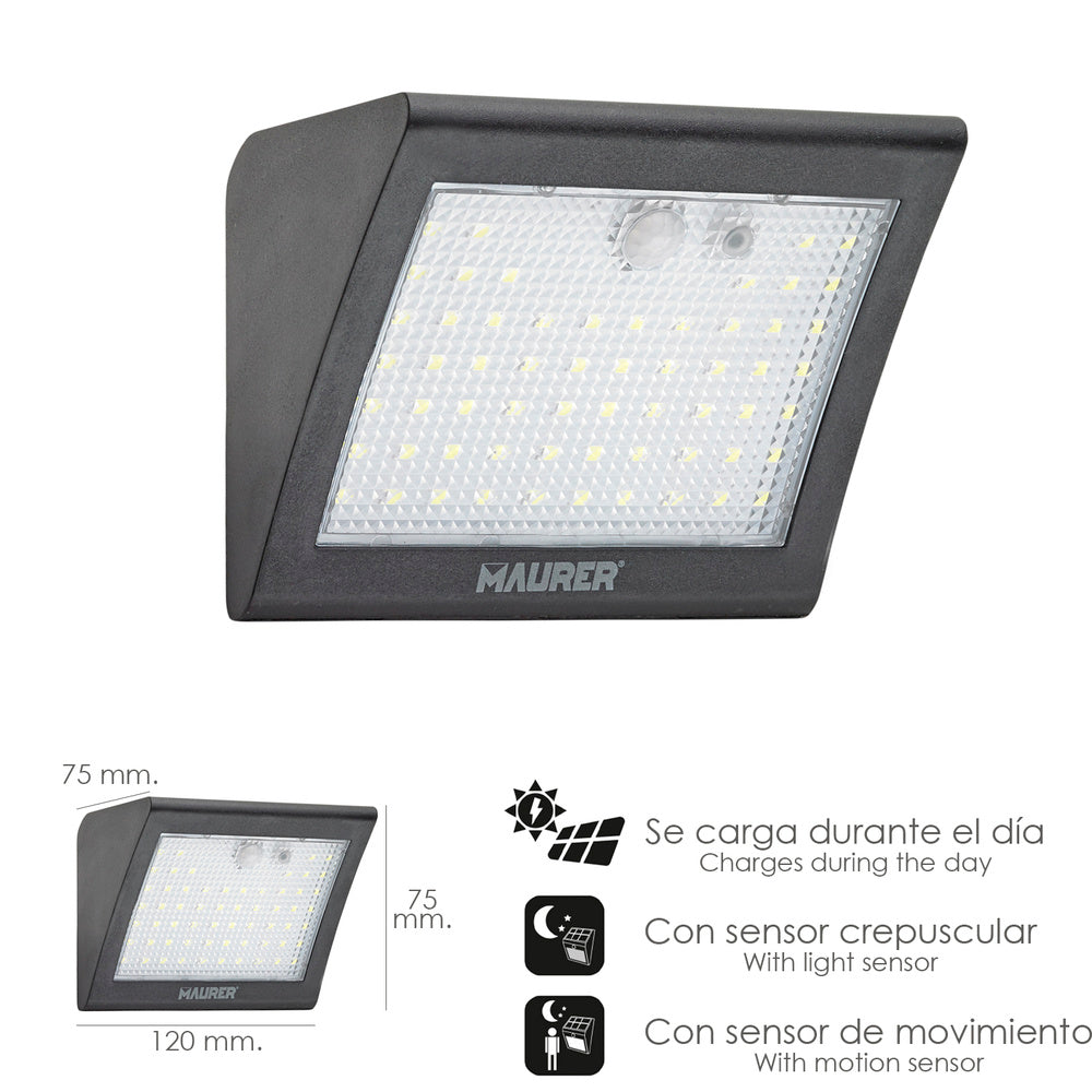 250 lumen LED solar wall light with motion and dusk sensor IP65