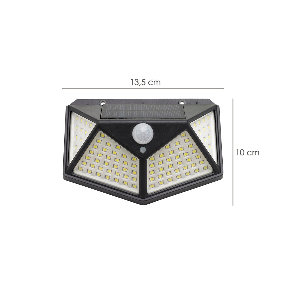 Aplique solar led con sensor de luz y de movimiento 270 lúmenes ip4x foco led a batería, foco solar.