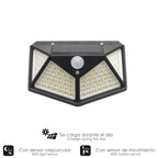 Aplique solar LED com sensor de luz e movimento 270 lúmenes IP4X holofote LED a bateria, holofote solar.