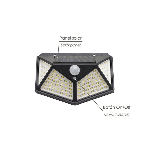 Aplique solar LED con sensor de luz y de movimiento 270 lumenes ip4x foco LED a batería, foco solar