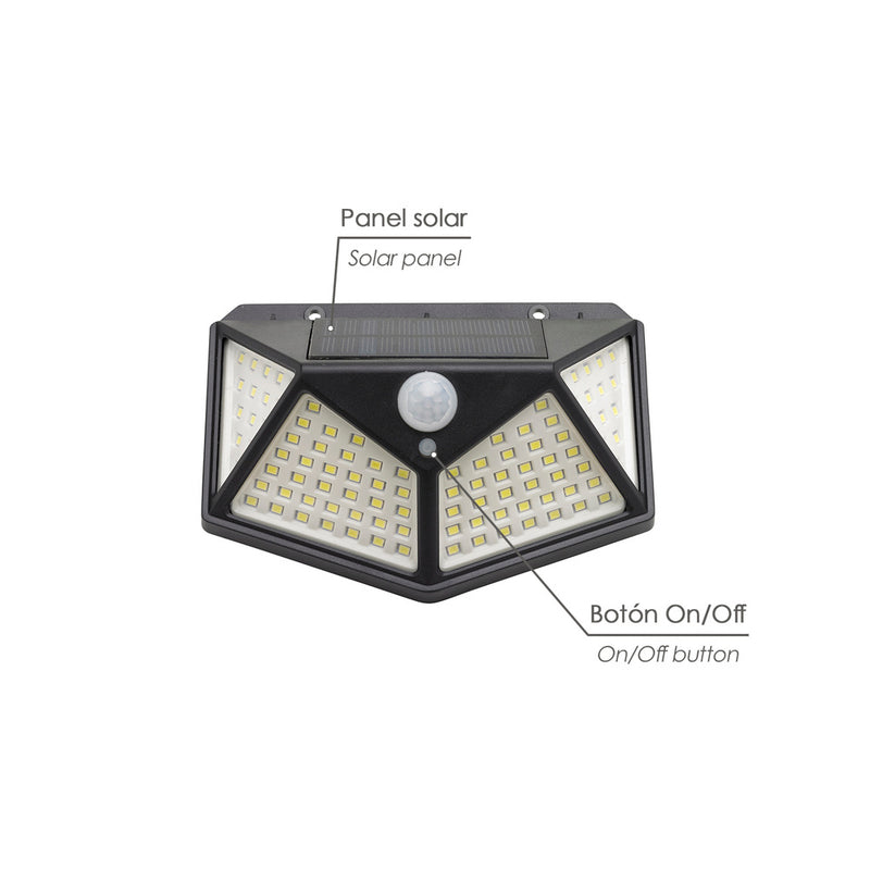 Aplique solar LED con sensor de luz y de movimiento 270 lumenes ip4x foco LED a batería, foco solar