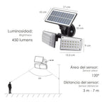 Aplique solar led doble con sensor de movimiento / crepuscular 450 lumenes. Protección ip65