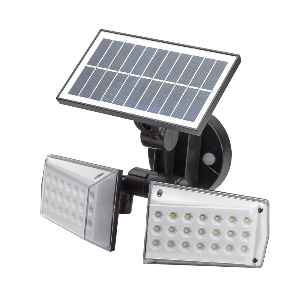 Aplique solar led doble con sensor de movimiento / crepuscular 450 lumenes. Protección ip65