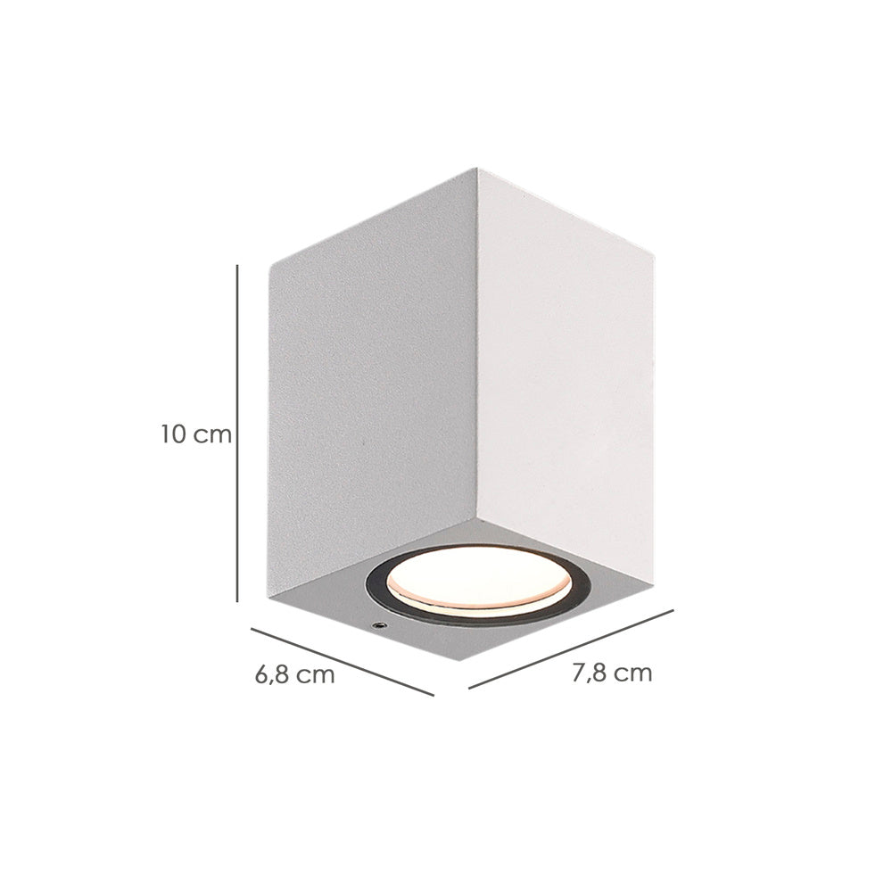 White square GU10 IP65 outdoor wall light, ceiling light, garden light, outdoor light, garden wall light