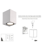 White square GU10 IP65 outdoor wall light, ceiling light, garden light, outdoor light, garden wall light