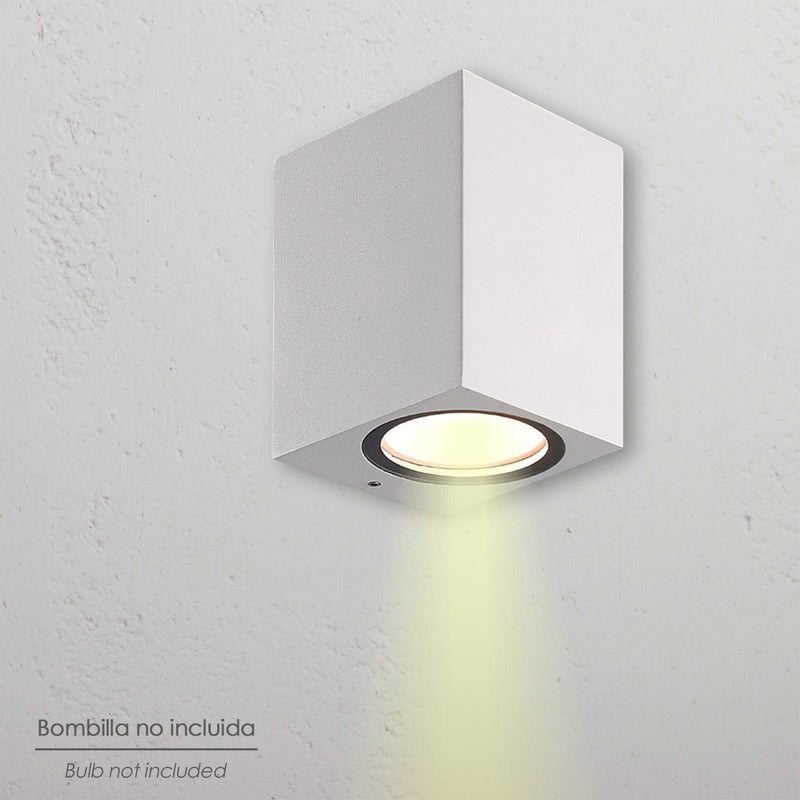 Lámpara aplique cuadrado GU10 IP65 color blanco aplique techo, luz jardín, lámpara jardín, luz exterior, aplique jardín