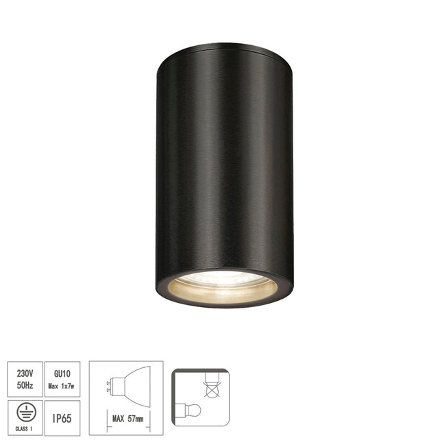 Lámpara techo foco gu10 IP65 negro aplique techo, luz jardín, lámpara jardín, luz exterior, aplique jardín