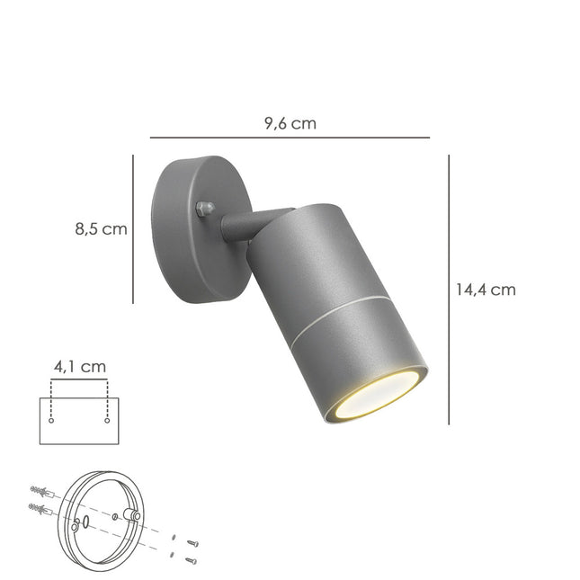 Lámpara aplique exterior GU10 IP44 color antracita aplique techo, luz jardín, lámpara jardín, luz exterior, aplique jardín