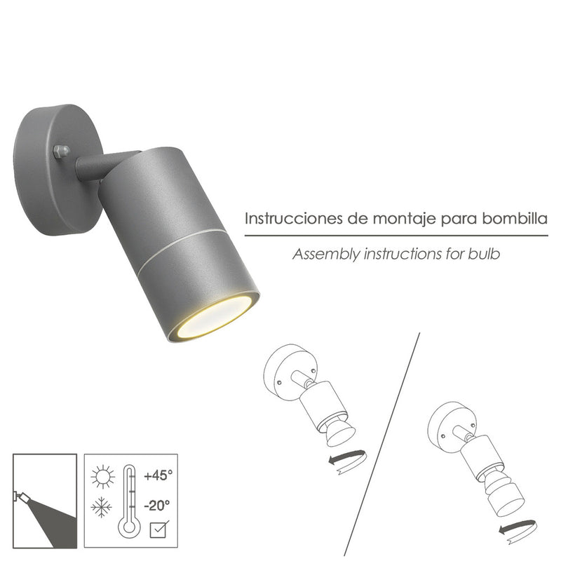 Lámpara aplique exterior GU10 IP44 color antracita aplique techo, luz jardín, lámpara jardín, luz exterior, aplique jardín