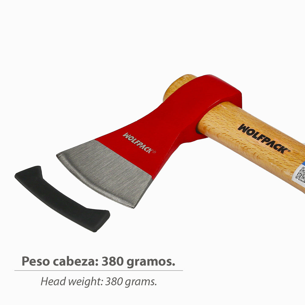 Hacha con mango vizcaína 380 gramos, trabajos agrícolas, jardinería, poda, tala, cortar ramas de troncos,