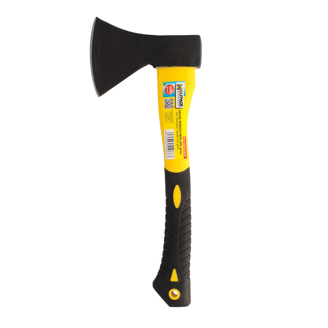 Hacha cabeza 600 gramos forjada, con mango de fibra de vidrio, hacha leña, hacha ramas, ligera y resistente