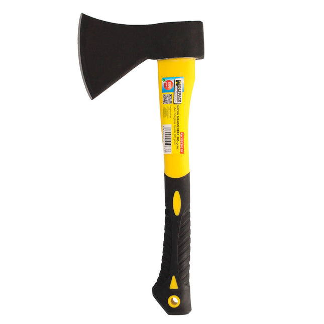 Hacha cabeza 800 gramos forjada, con mango de fibra de vidrio, hacha leña, hacha ramas, ligera y resistente