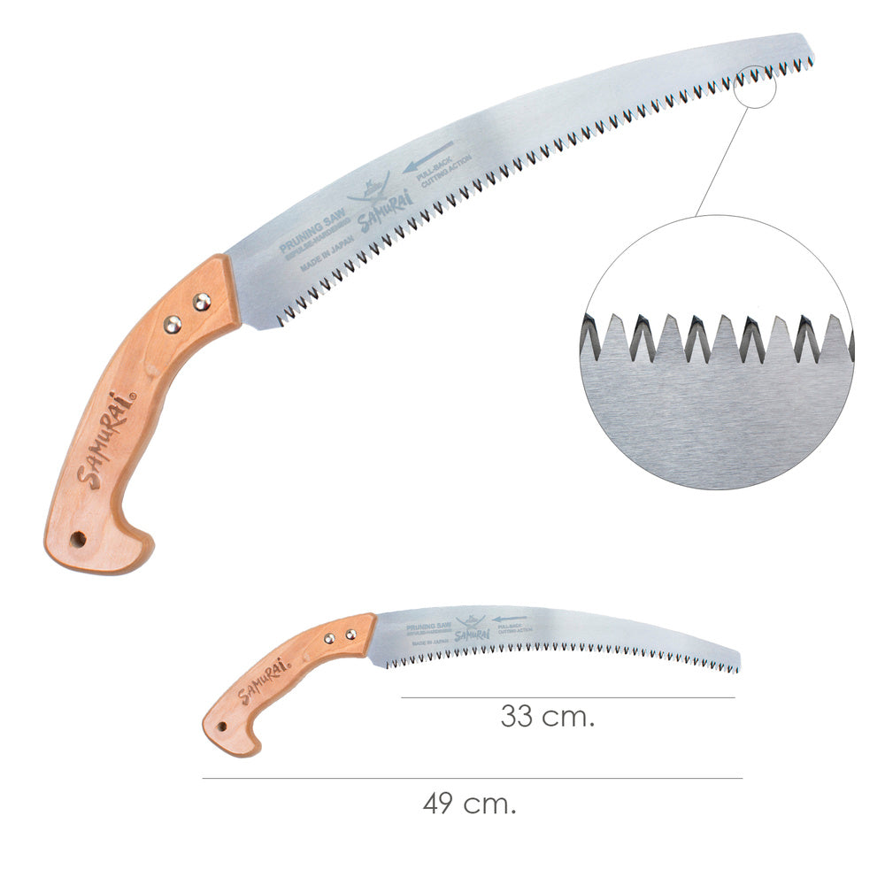 Curved Samurai Saw, wooden handle, 330 mm