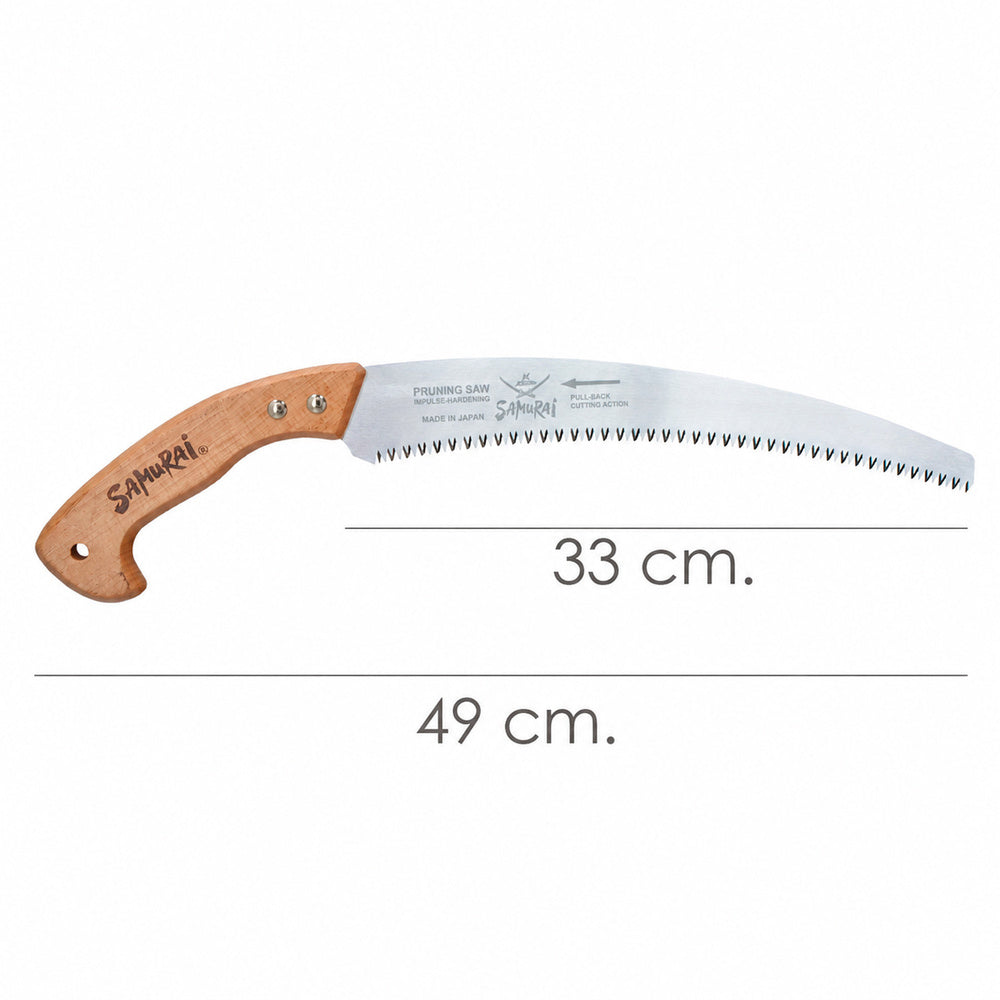 Curved Samurai Saw, wooden handle, 330 mm