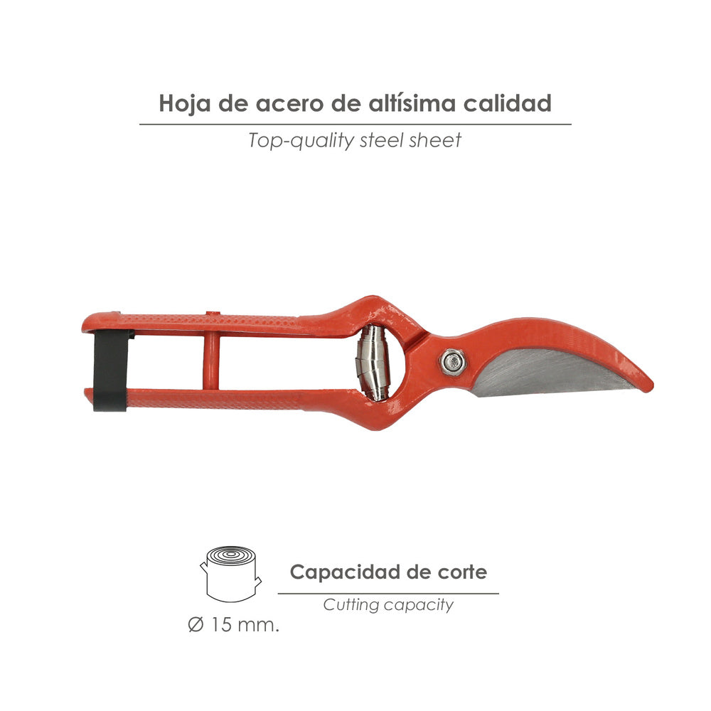 Tesoura de poda curva forjada, 1 mão, 21 cm