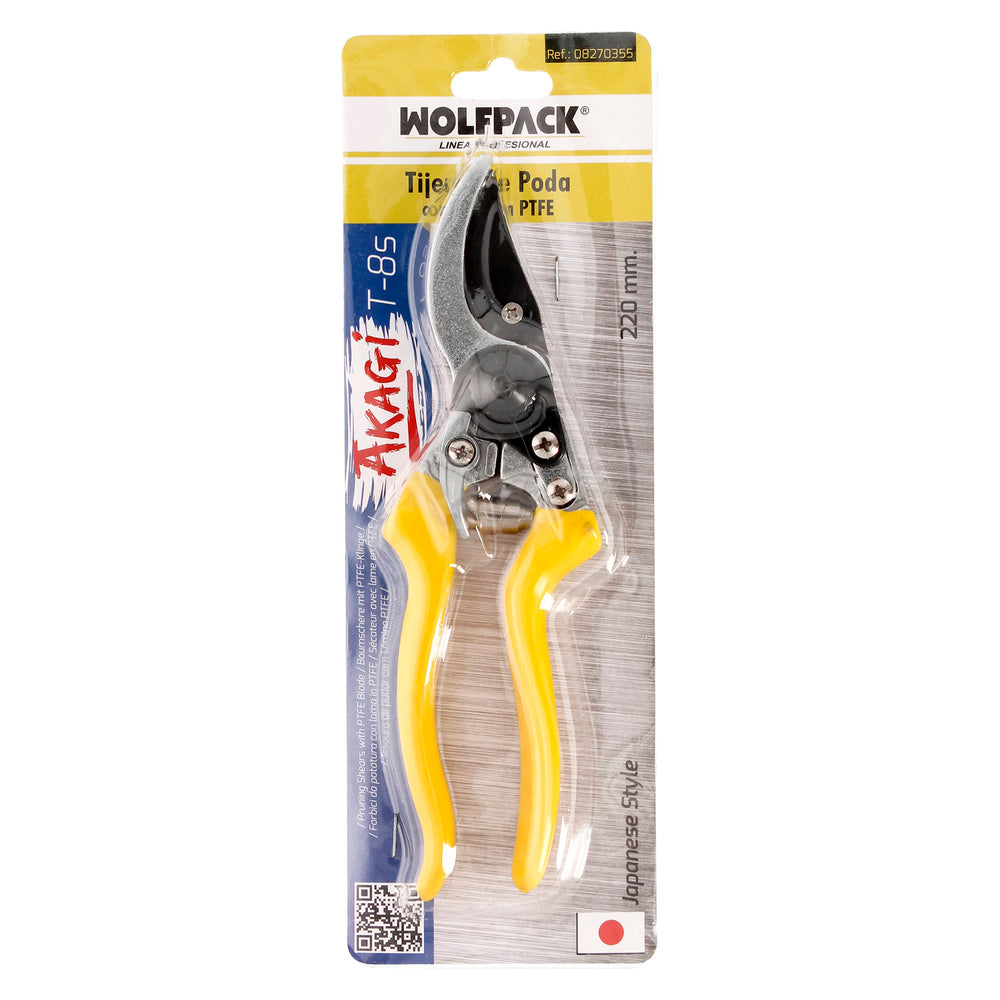 Tijeras podar 1 mano japonesa akagi t-8s  220 mm mangos aluminio endurecido, hoja recubierta ptfe