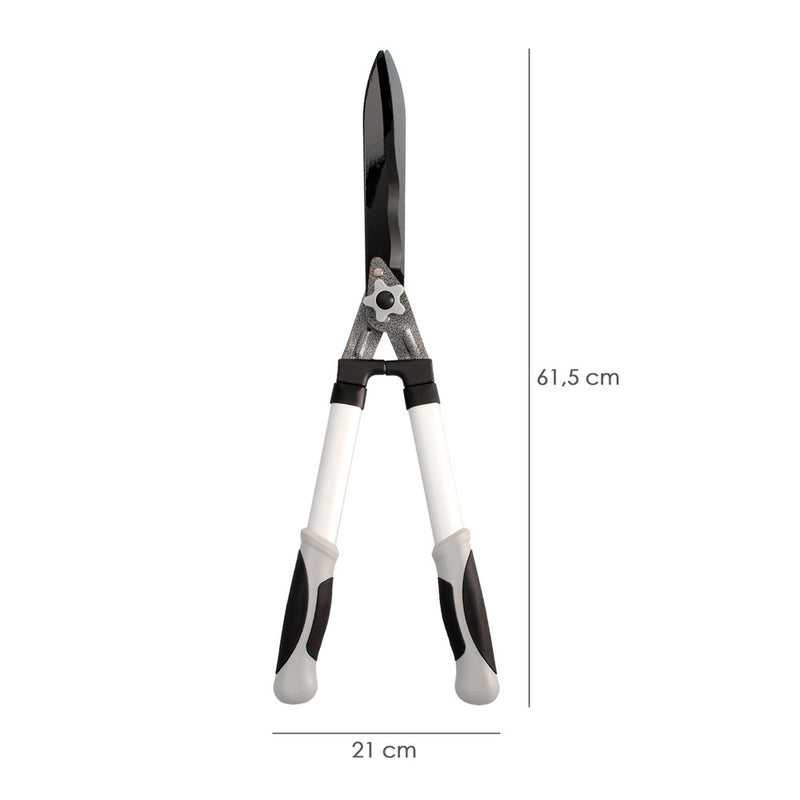 Tijeras podar setos 2 manos aluminio 63 cm. hojas acero antiadherente, mango TPR, ajuste corte