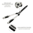 Tijeras podar setos 2 manos aluminio 63 cm hojas acero antiadherente, mango tpr, ajuste corte