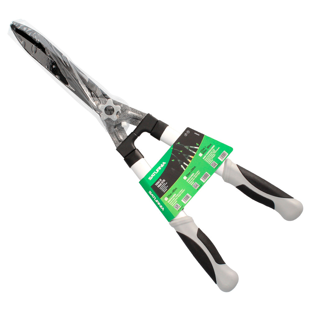 Tijeras podar setos 2 manos aluminio 63 cm hojas acero antiadherente, mango tpr, ajuste corte