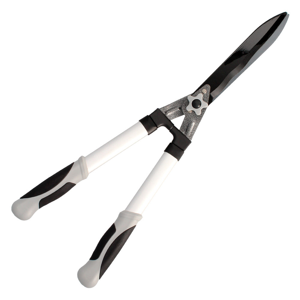 Tijeras podar setos 2 manos aluminio 63 cm hojas acero antiadherente, mango tpr, ajuste corte