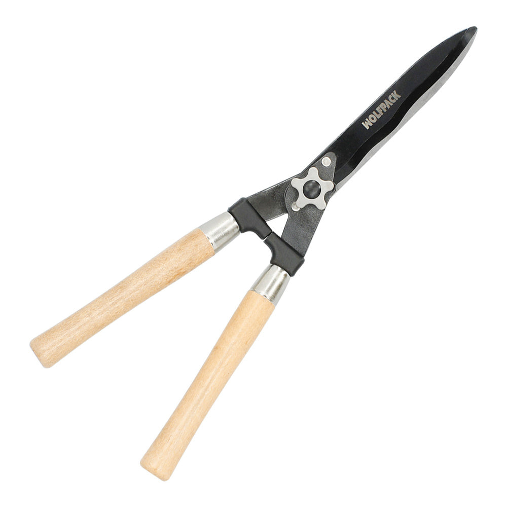 Tijeras podar setos 2 manos mangos madera 54 cm. Hojas acero antiadherente, ajuste corte